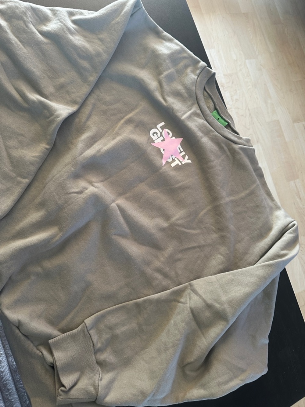 LONELY GHOST Gray Sweatshirt with Pink Star Logo
